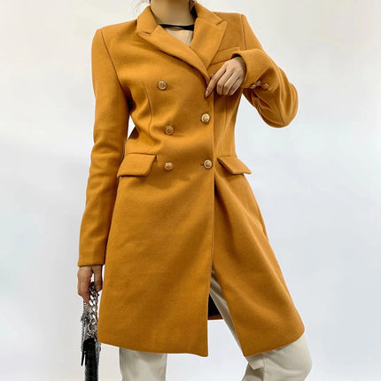 New Slim And Slim Mid-length Double-breasted Woolen Coat Jacket