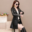 Women's Mid-length Leather Coat Thickened Cotton