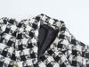 Lapel Long Sleeve Double Breasted Houndstooth Coat Top For Women