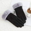 Women's suede winter wool warm gloves