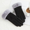 Women's suede winter wool warm gloves