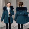 Waist Slimming Elegant Parka Cotton-padded Coat Fur Collar Western Style Velvet Lining Warm Coat