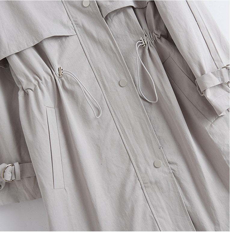 Hooded straight women's trench coat