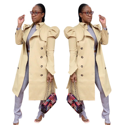 Pure Color All-match Long Trench Coat Women's Clothing