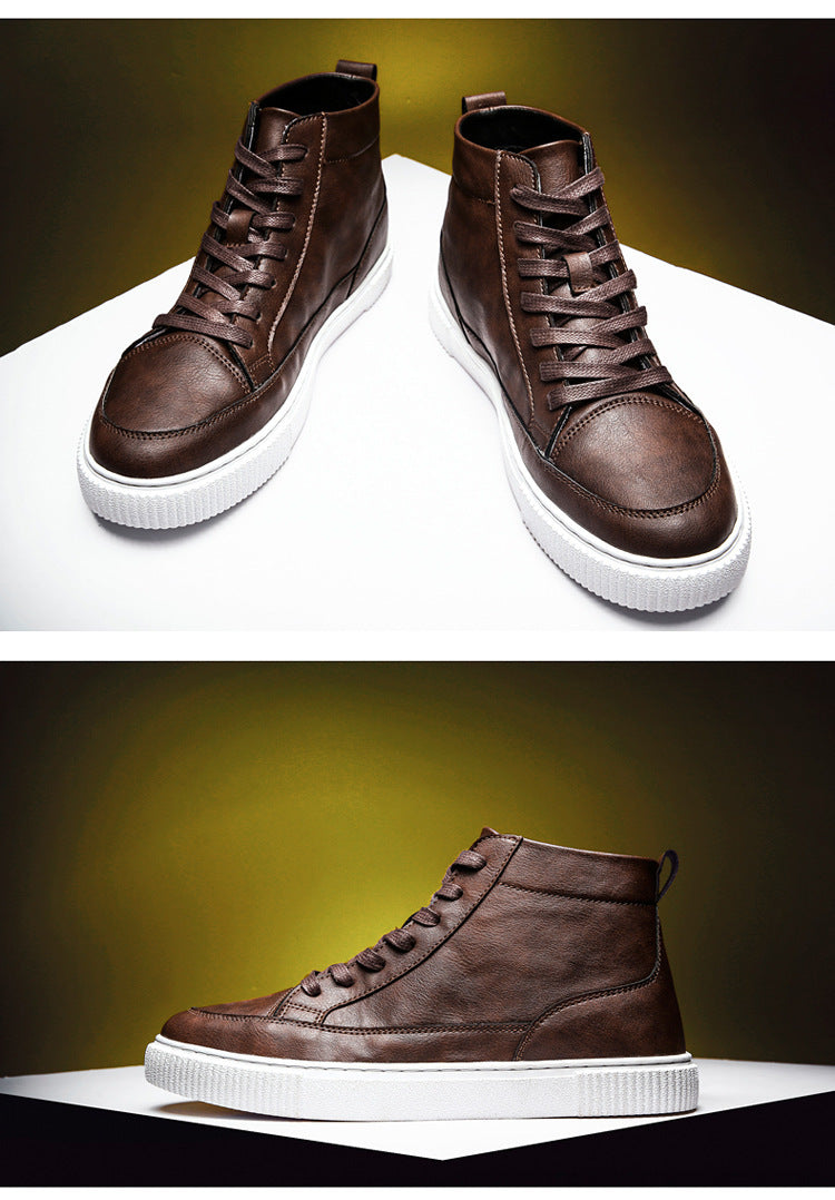 High-Top Sneakers Casual Leather Top Handmade Shoes Sneakers