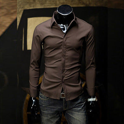 Men's slim business long sleeve shirt