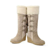 Frosted lace-up fringed snow boots