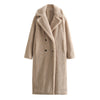 Autumn New European And American Style Fleece Double Row Ornament Loose Overcoat Coat