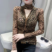 Half Turtleneck Bottoming Shirt Sexy Leopard Print Long Sleeve