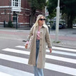 Polo Shirt Trench Coat For Women Khaki Single-breasted