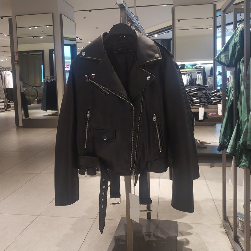 Faux leather biker jacket