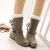 Snow Cotton Belt Buckle Frosted Leather Flat Cotton Shoes Martin Boots