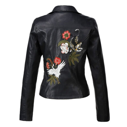 Embroidered leather jacket