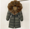 Women's Long Cinched Hoodie Real Fox Fur Collar Coat