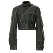 Irregular Cutting And Polishing Process Leather Coat