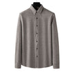 Khaki Thick Warm Woolen Long Sleeves Shirt For Men