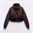 Women's Short Leather And Fur Double-sided Cotton-padded Jacket