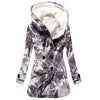 Women's Windbreaker Winter Thickened Imitation Lamb Stitching Floral Hooded