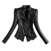 Skinny stand collar leather jacket