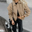 French Lapel Overalls Loose Bomber Jacket