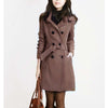 Medium length double breasted tweed coat