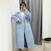 Double breasted blue woolen coat