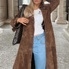 Women's Fall Winter Coat Fashion Polo Collar Double-breasted Extended Trench Coat