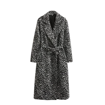 Style Retro Zebra Print Loose Coat