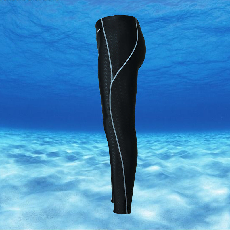 Sunproof Shark Skin Long Legs Competition Men's Swimming Trunks