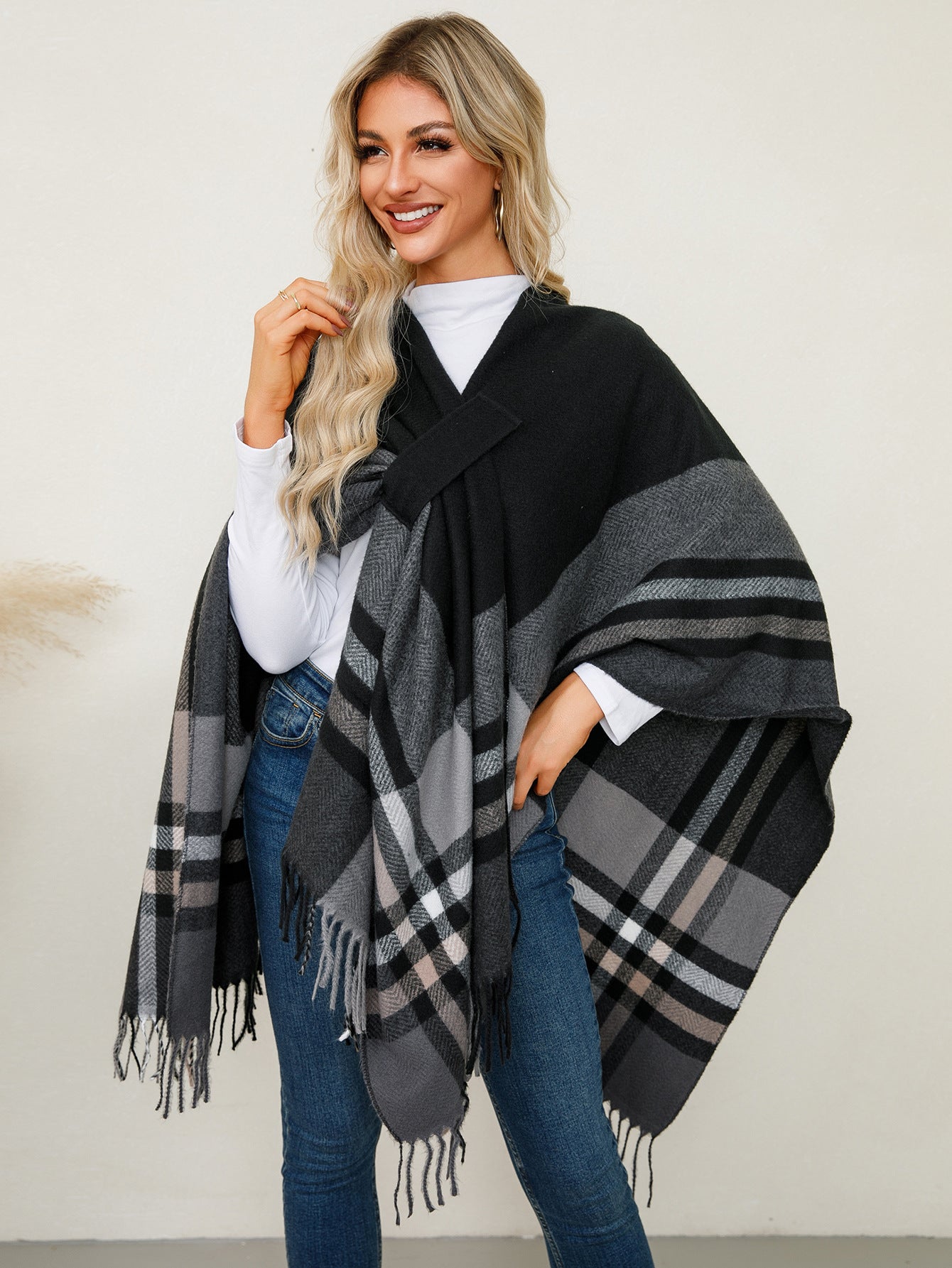 High-grade Shawl Scarf Cashmere Knitted Cape Cloak