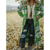 Printed top long sleeve woolen coat