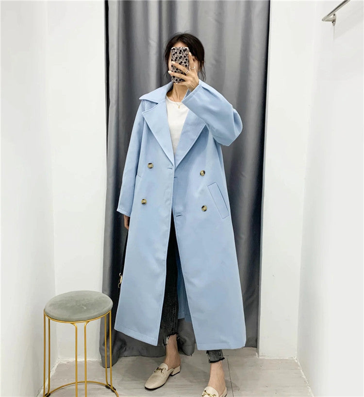 Double breasted blue woolen coat