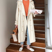 Fashion double-breasted loose and slim long trench coat