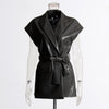 Women's Fashion Retro Elegance Sleeveless Coat PU Leather Vest