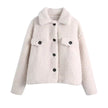 Single Breasted Fashionable Lapel Lamb Wool Coat