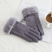 Women's suede winter wool warm gloves