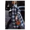 Brushed plaid long coat