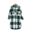 Lapel Button-Breasted Plaid Trench Coat