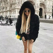 Women's Minimalist Hooded Patchwork Fur Grass Jacket