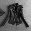 Skinny stand collar leather jacket