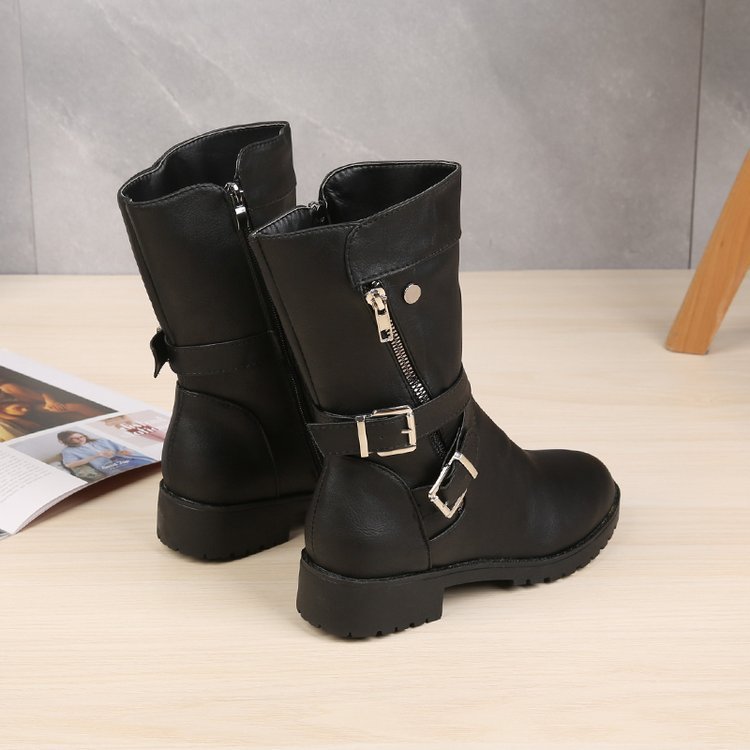 Low Heel Belt Buckle Fashion Martin Boots Women