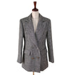 Double Breasted Loose Thin Thousand Bird Check Thickened Coat