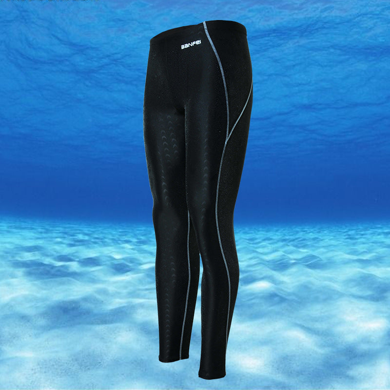 Sunproof Shark Skin Long Legs Competition Men's Swimming Trunks