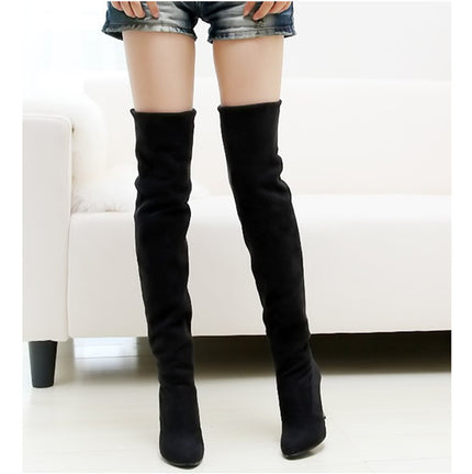 Pointed over-knee stretch high heel high boots