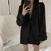 Black lapel loose blazer skirt