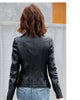 Suit collar fashion biker leather jacket leather woman