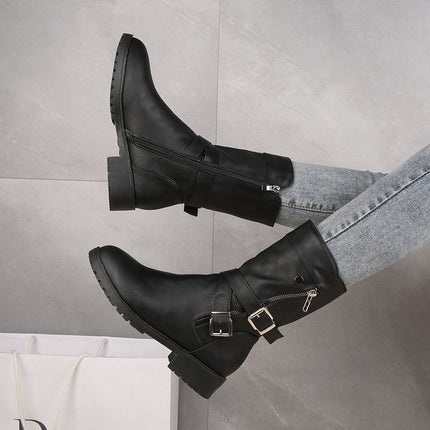 Low Heel Belt Buckle Fashion Martin Boots Women