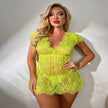 Women's Lingerie Plus Size Sleepwear Polyester Net Red Suit