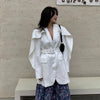 Women's Mid-length Coat With Lotus Leaf Sleeves Waist Design