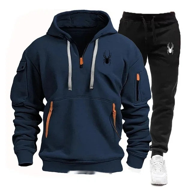 Casual Men's Pocket Polyester Sports Suit